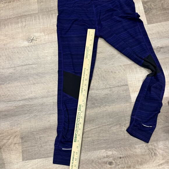 Athleta Relay Leggings Purple Striped, Reflective Stripes Running,Workout Medium - Picture 5 of 6